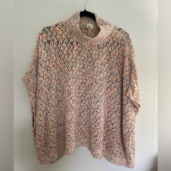 ANTHROPOLOGIE Akemi & Kin Hattie Multi Color Chunky Knit Poncho Sweater OS NWT - Picture 7 of 15